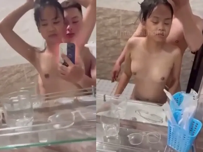Thon gọn em cùng người yêu làm tình trước gương quay kỉ niệm